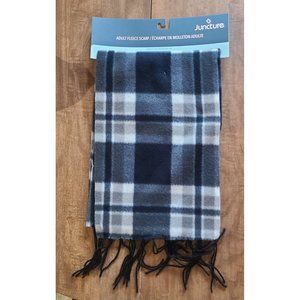 Juncture Kid's Blue, Black, Gray Fleece Scarf 59" Tassels NEW Checkered
